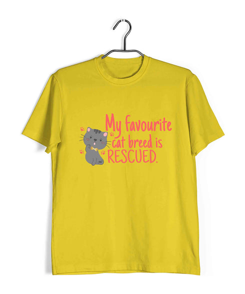Cats MY FAVOURITE CAT BREED IS RESCUED Aaramkhor Specials Casual Graphic Printed T-Shirt for Men